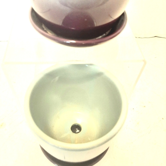 Gradient Ceramic Planters with Saucers Amethyst and Green Ombre.Sold as set - Picture 2 of 3